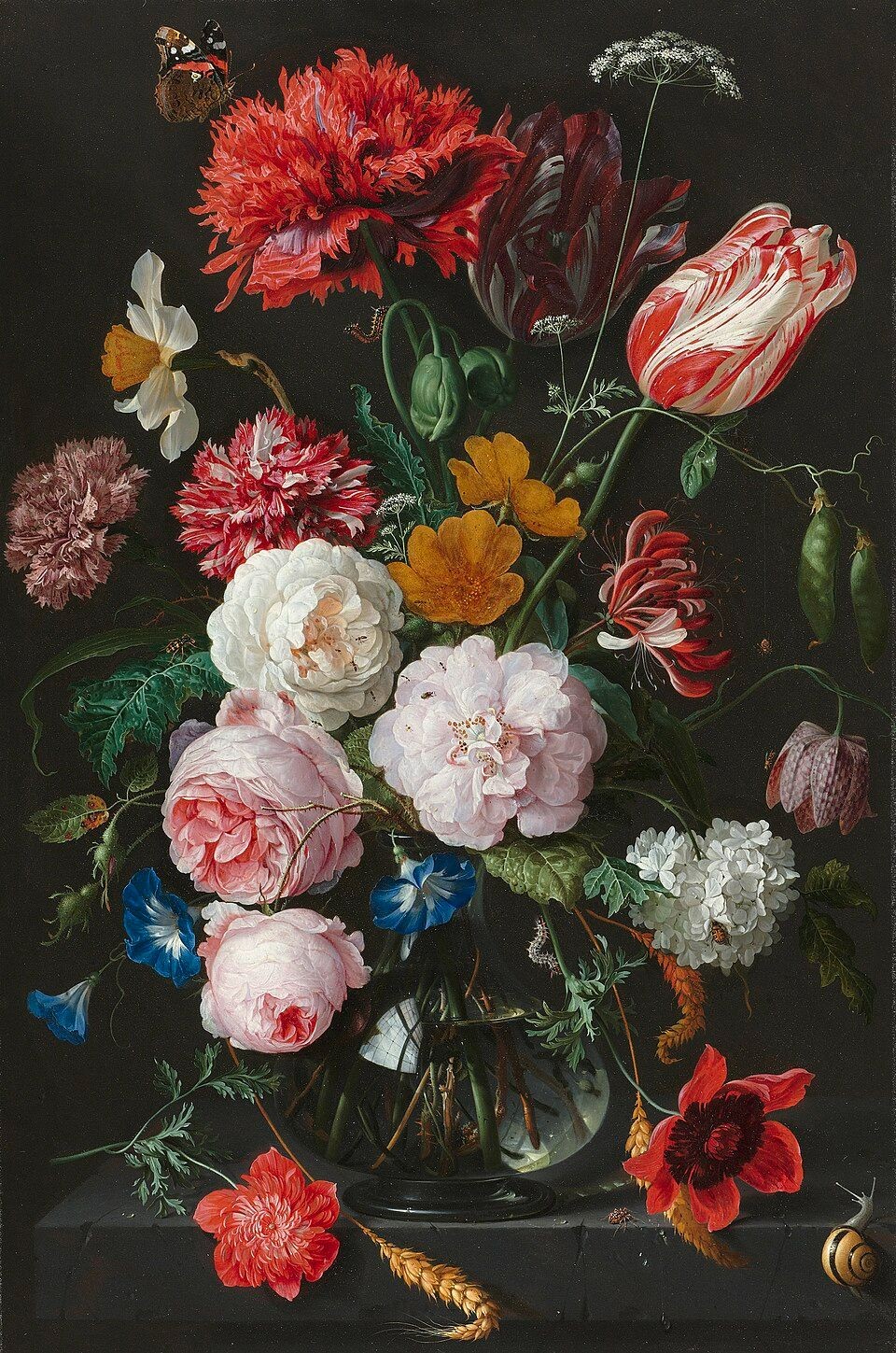 Jan Davidsz. de Heem — Stilleven met bloemen in een glazen vaas